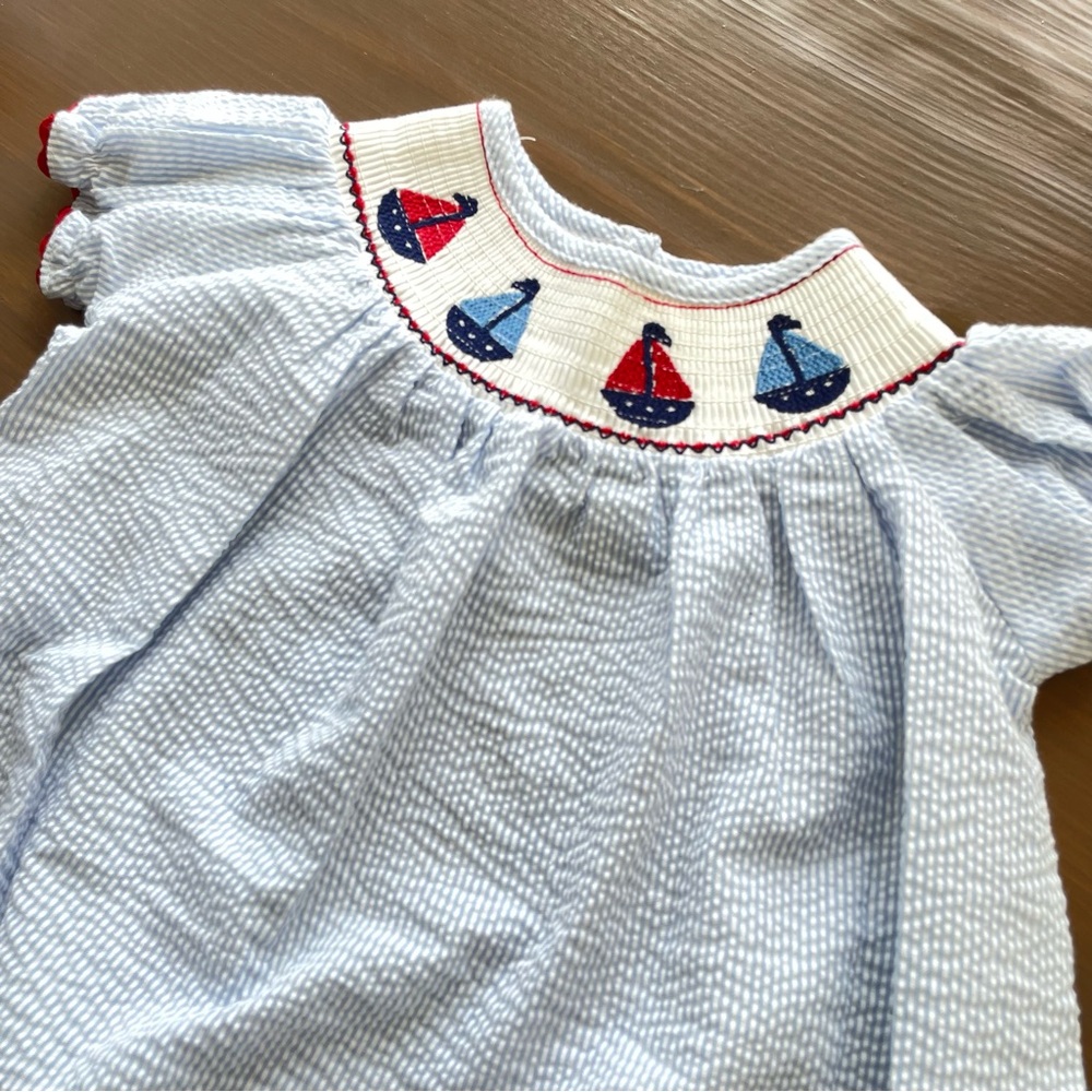 Lil Cactus Smocked Sailboat Dress - Size 12-24M - Picture 2 of 8